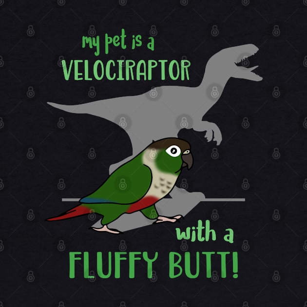 my conure is a velociraptor with a fluffy butt by FandomizedRose